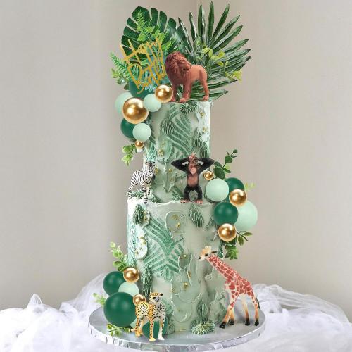 40 PCS Safari Cake Toppers Animal Cake Decorations for Jungle Birthday