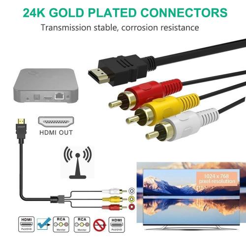 Passive HDMI to RCA Cable 5ft for TV DVD