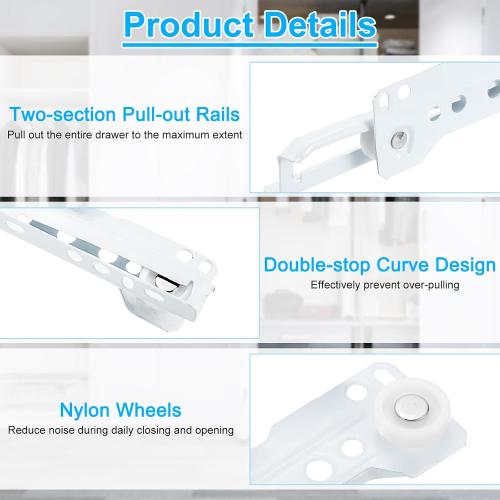 uxcell 2 Pair Drawer Slides, 16 Inch Drawer Slide Heavy Duty Side Bottom Mount Drawer Glides Replacement for Cabinet Dresser Drawers