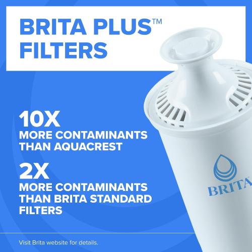 Brita Large 10-Cup Water Filter Pitcher with BritaPlus Filter, Stone Blue