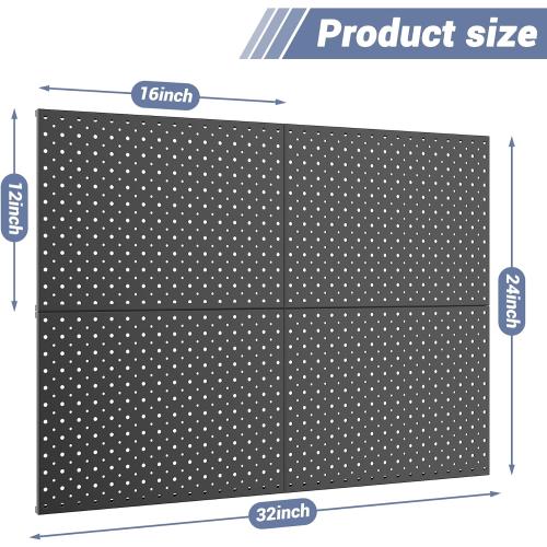 WALMANN 4-Pack 12x16 Metal Pegboard Panels, Tool Organizer Pegboard