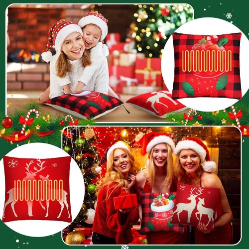 2 Pcs 17.7x17.7 Heated Pillow for Lumbar Support Electric Pillow for Office Chair 5 Heat Setting USB Heated Throw Pad for Period Cramp Abdomen Neck Winter Gift No Power Bank Included(Vivid Style)