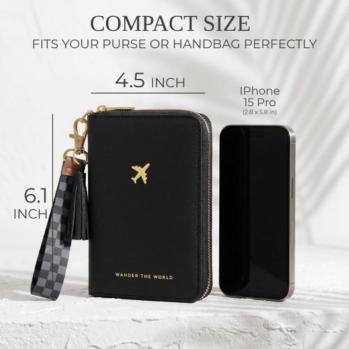 Beautiful Passport Holder And Travel Wallet with Wristlet Strap