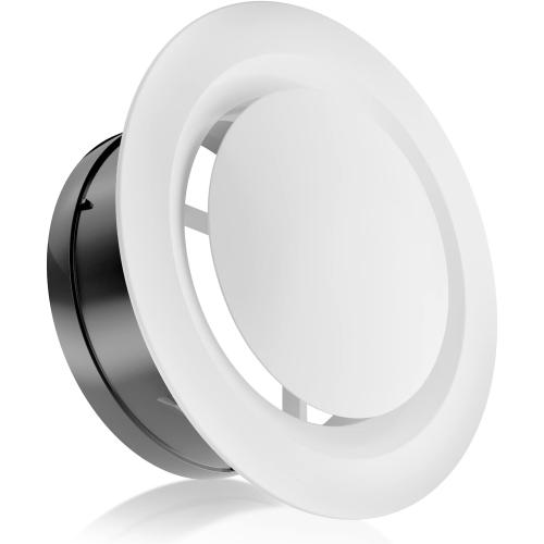 HG Power 5 Inch Soffit Vent, Adjustable Air Vent Cover, ABS Round Ceiling Vent Covers for Living Room, Attic, Bathroom, Kitchen, Ventilation Use, White - Opening Size 4.56