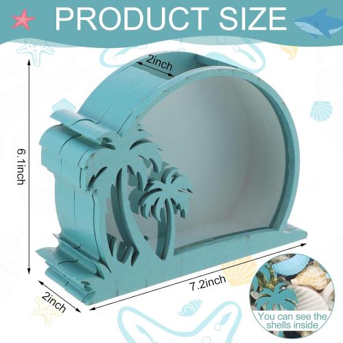 CroBlissful Wooden Seashell Box Clear Lid Shell Holder,Green,Coconut