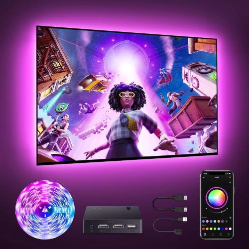 Nexillumi HDMI LED Lights for TV, 32.8ft TV LED Backlight for 70-100 Inch, RGB LED Strip Lights Behind TV, APP Remote Control Music Sync TV Led Lights for Bedroom
