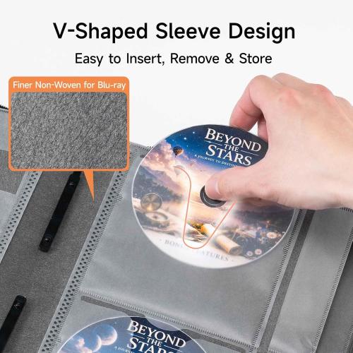 SANWA CD DVD Case Holder - 100 Capacity & 50 Booklet Insert, Portable Blu-ray Binder with Handle & Zipper, EVA Protect Disc Wallet Media Storage for Car, Home, Office, Game Discs, Audio Music, Black