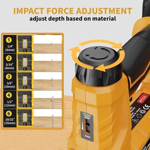 2 in 1 Electric Cordless Upholstery Staple Gun Compatible with Dewalt 20V MAX Battery(NO Battery): Impact Force Adjustment for DIY(Tool Only) - with 1000 3/8 Staples 1000 5/8 Brad Nails