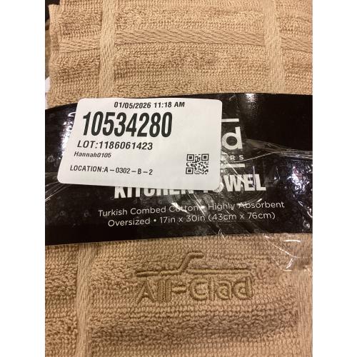 All-Clad Solid Kitchen Towel: Highly Absorbent, Super Soft Long Lasting - 100% Cotton, 17x30 Tea Towel for Cleaning & Drying Dishes, Pans, Glassware, or Countertops, (2Pack), Cappuccino