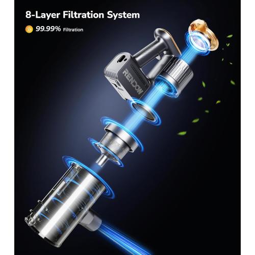 RENDOW Cordless Vacuum Cleaner, 65Mins 550W 45Kpa Stick Vacuum, Self-Standing Vacuum Cleaners for Home with LED Display, Anti-Tangle Rechargeable Vacuum Cordless for Pet Hair/Carpet/Hard Floor