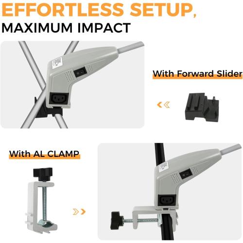 Trade Show Lights LED Display and Exhibit Arm Lighting, Connectable Tradeshow Lights Included Clamps, Mounting Brackets, Power Cables, Connect Cables (2pcs Grey)