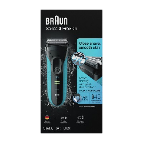 BRAUN SERIES 3 PROSKIN 3040S MEN'S RECHARGEABLE WET & DRY ELECTRIC FOIL SHAVER