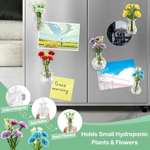 ZOYVUX Cute Mini Vase Magnets for Fridge, Funny Decorative Magnets, 5 Pack