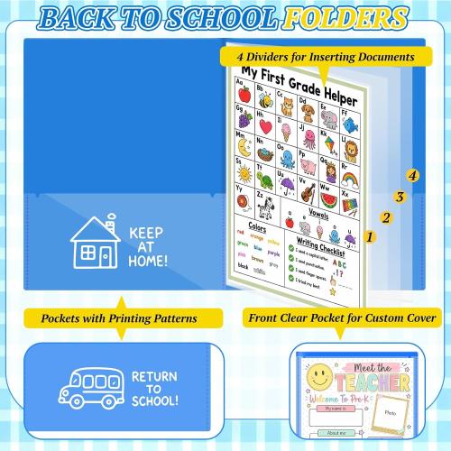 12 Pcs Take Home Folders for Elementary Students,Homework Folders
