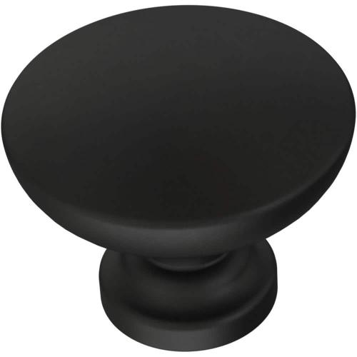 Flat Top Round 1-3/16 in. (30 mm) Matte Black Cabinet Knob (10-Pack)