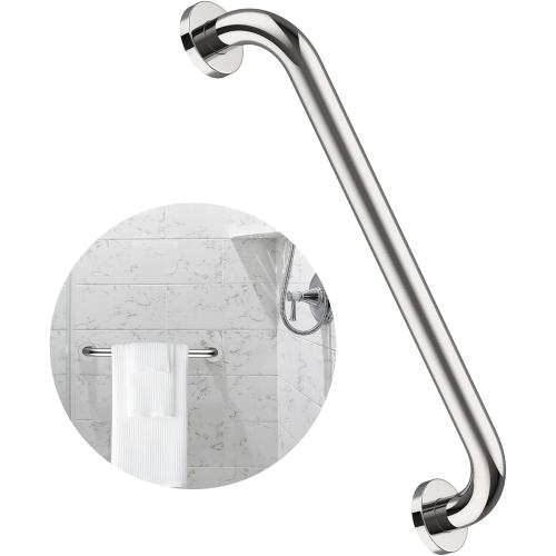 16 Inch Stainless Steel Shower Grab Bar, ZUEXT Chrome Shower Handle, Bathroom Balance Bar, Safety Hand Rail Support Bar for Handicap Elderly Injury, Senior Assist Bath Tub Wall Concealed Mount Handle