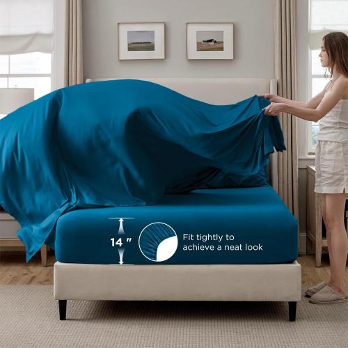 Bedsure 7-Piece Full Size Comforter Sets & Sheets, Teal Full Bedding
