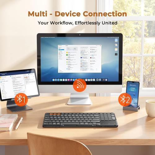 MEETION Foldable Keyboard with Touchpad, Bluetooth Keyboard, Numeric Keypad