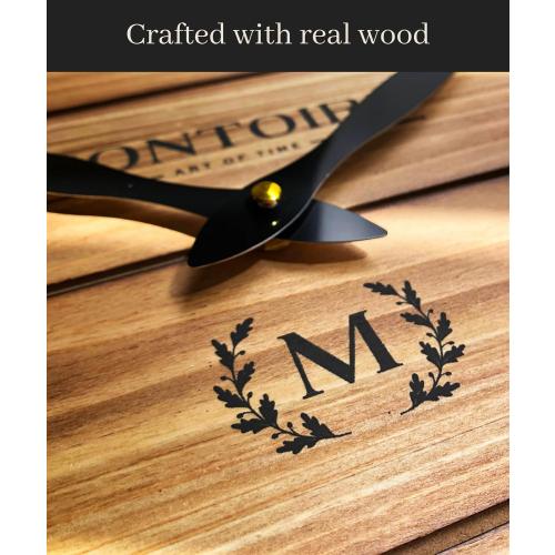 Montoire 24 Inch Wooden Farmhouse Wall Clock, Extra Large for Living Room Decor - Big Rustic Wood Large Round Wall Clock 24 Inches or Larger, Battery Operated with Decorative Roman Numerals