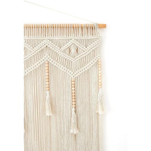 Mkono Macrame Wall Hanging Large Boho Decor Woven Wall Tapestry Chic Art Tassel Christmas Decoration for Backdrop over Bed Bedroom Nursery Dorm Classroom, Including Hanging Rod, 33''W x 42''H