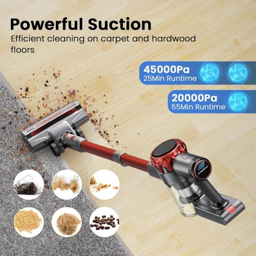 COLOR GOLD AND PURPLE ‼️UML0 S3P Cordless Vacuum Cleaner, 45kPa Powerful Suction Vacuum Cleaners for Home, 55-Min Runtime Rechargeable Stick Vacuum, Self-Standing, for Pet Hair Carpet Hard Floor, LED Display