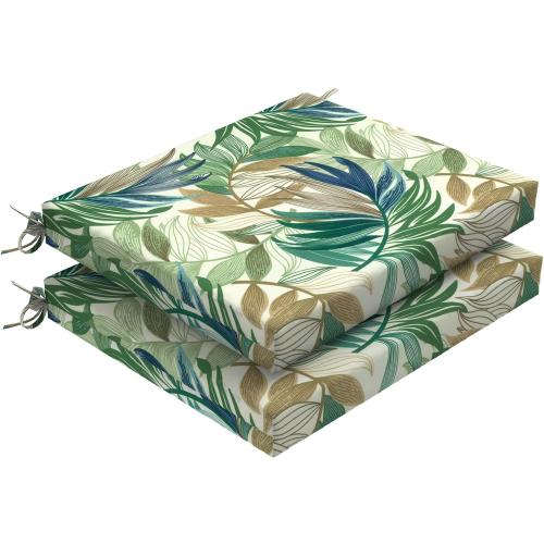 DYTXIII Set of 2 Outdoor Chair Cushions, Water Resistant 18.5x16x2 Square Seat Cushion for Patio Dining Chairs, High-Density Replacement Pads for Indoor Outdoor Furniture - Lush Leaf Green