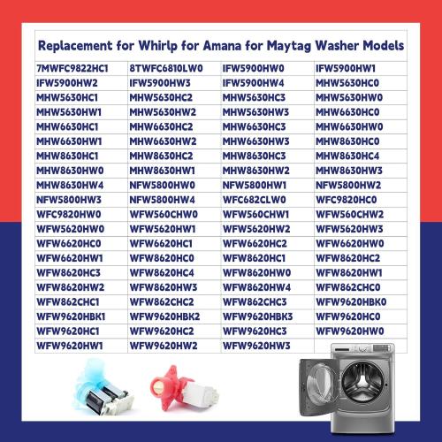 W11688994 & W11688995 Washer Cold and Hot Water Inlet Valve Set 1/2 in Threaded NPT Replacement for Whirlp Washing Machine Parts Replace W11486360 W11486361
