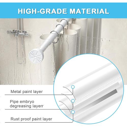 AIZESI White Tension Curtain Rod 30-63In 1PCS,Adjustable Spring Tension Rod