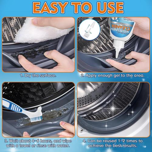 Vigorder Mold Stain Cleaner Gel, 8 FL oz Heavy-Duty Household Cleaner for Washing Machine Gasket, Shower Caulk, Bathroom Grout & Front Loader Seal