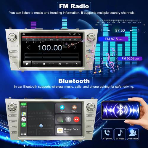 64G 5GWiFi Upgrade Android Car Radio for Toyota Camry 2007 2008 2009 2010 2011, Head Unit HD 9inch Touch Screen Car Stereo Wireless Carplay Android Auto Bluetooth GPS Navigation SWC FM Backup Camera