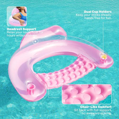 USED‼️SLOOSH Inflatable Pool Floats Adult,2 Pack Pool Chairs with Cup Holders,X-Large Blow up Floats Chair,Hammock Noodle Mat for Relaxing Summer Water Fun Swimming Party Beach