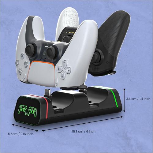 Controller Charging Dock for Switch Pro & Switch 2 Pro Controller, PS5 Controller, Xbox Series X|S & Elite 2, 2-Port LED Charging Station (Not for PowerA/3rd-Party Pro), 5V2A Recommended
