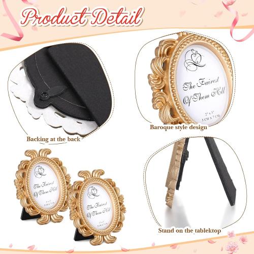 Vicenpal 4 Pcs Gold Mini Vintage Picture Frames Bulk, 3.2 x 4 Inch