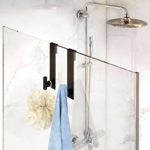 Shower Door Hooks, Towel Hooks Fit 3/8 (10mm) Glass Door, Black