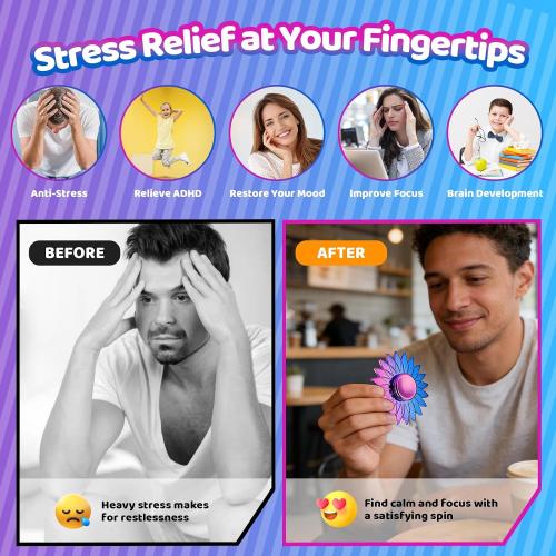 12 Pack Fidget Spinner, Fidget Spinners Bulk Sensory Fidget Toys for Kids and Adults, Stress Relief Toy and Anxiety Reducer, Goodie Bag Fillers Classroom Prizes