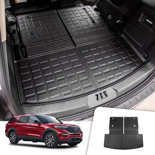 Rongtaod Trunk Mat with Backrest Mat for 2020-2026 Ford Explorer 6&7 Seats | Cargo Mat Cargo Liner TPE All Weather Back Seat Cover Protector Upgrade 2024 Explorer Accessories