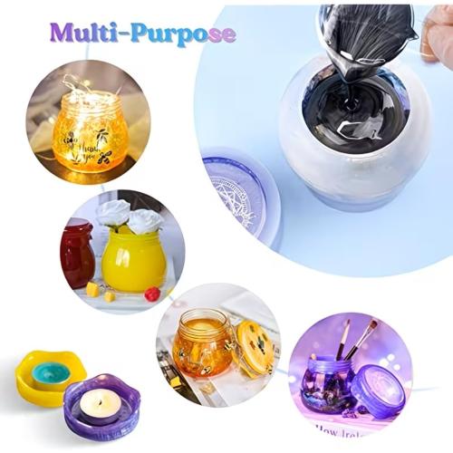 1 Set Jar Resin Silicone Molds with Lid, Epoxy Casting Molds for Storage Bottle, Candle Holder, Candy Container, Flower Pot DIY Craft