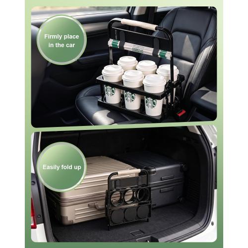 Portable Drink Carrier with Handle, Take Out Cup Carrier for Doordash Accessories Grubhub Postmates Drivers, Foldable Reusable Cup Holder to Go for Coffee Soft Drink Pint Beer Beverage