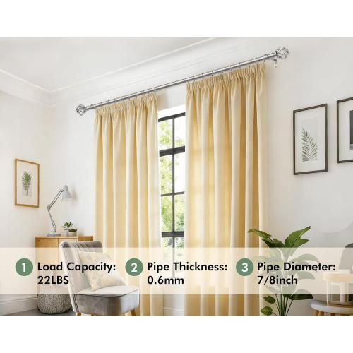 USFOOK Curtain Rods for Windows 66 to 120, Antique Silver Drapery Rod