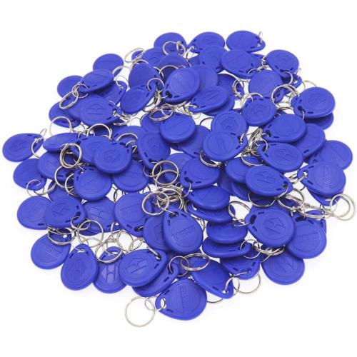 ETEKJOY 100 PCS 125KHz RFID Key Fob Proximity ID Card Token Tag Keypad Card for Door Entry Access Control System for Security Lock Wholesale, Read Only (Blue)