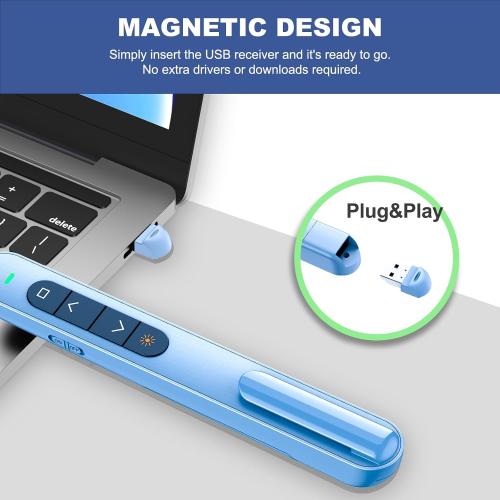 QUI Presentation Clicker with Volume Control, Wireless Presenter Remote