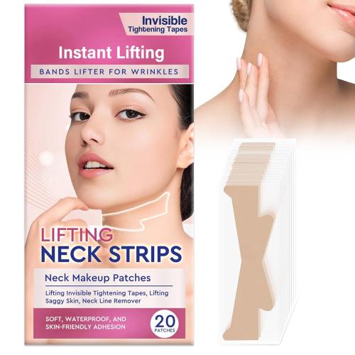 Neck Lift Strips, Invisible Neck Wrinkle Patches, High Elastic Neck Tapes for Double Chin Neck Jowls, Improve Neck Lines and Wrinkles, 20 pcs