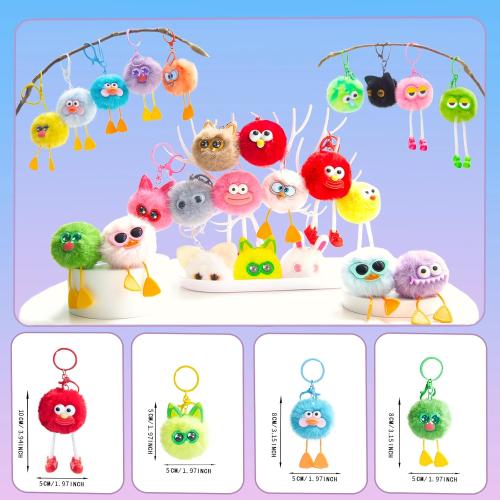 OMyFav 24PCS Party Favors Keychains - Fuzzy keychains Bulk for Kids