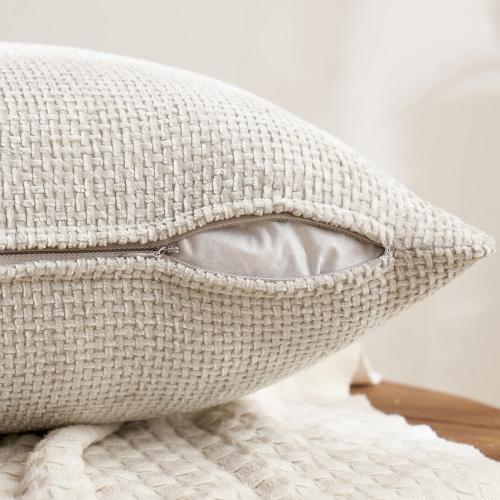 MIULEE Soft Decorative Chenille Pillow Covers Neutral 18x18 Pack of 4