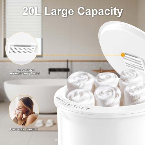 Large Towel Warmer for Bathroom - Heated Towel Warmers Bucket, Wood Handle, Auto Shut Off, Fits Up to Two 40X70 Oversized Towels, Bathrobes, Blankets, for Mother's Gifts, White