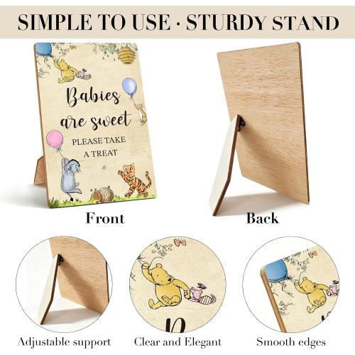 Pooh Bear Baby Shower Decorations, Wooden Winnie Bear Baby Shower Sign