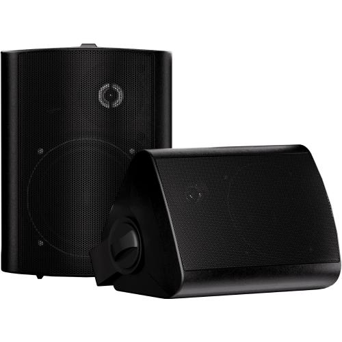 Herdio 5.25 Inches Passive Outdoor Speakers Wired Waterproof, 300 Watts Wall Mount Speakers All Weather for Patio Indoor Deck Countryard (1 Pair, Black)