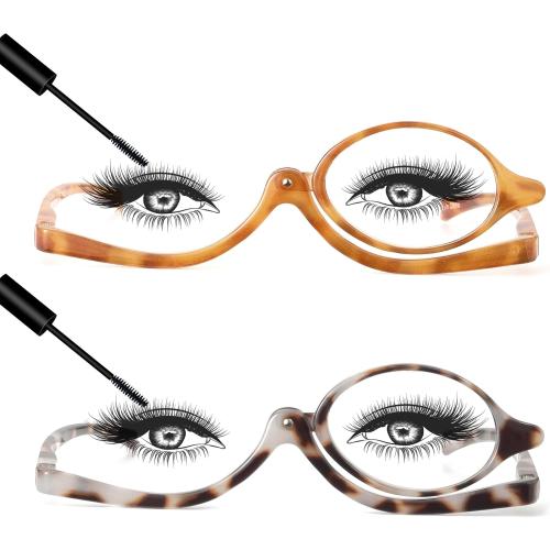 JM 2 Pairs Makeup Reading Glasses Magnifying Flip Down Cosmetic Readers for Women with Spring Hinge  3.0