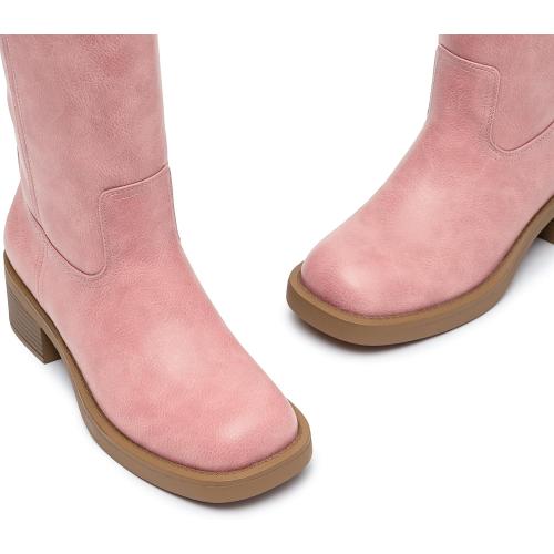 7.5 Athlefit Knee High Boots Square Toe Ridng Chunky Tall Boots for Women