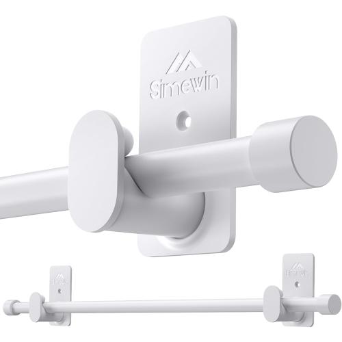 SIMEWIN Curtain Rods No Drilling for Windows 30 to 45 Inches, 5/8 Inch Diameter No Drill Small Curtain Rod Set with 3M Adhesive Brackets, White